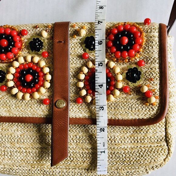TOMMY BAHAMA Santa Barbara Beaded Straw Crossbody Clutch - Picture 10 of 11